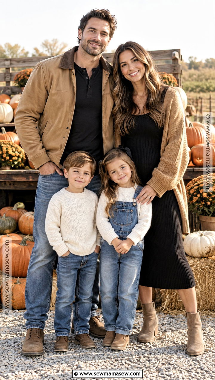 Black Camel And Denim Family Pumpkin Patch Outfit - 15 family pumpkin patch outfits