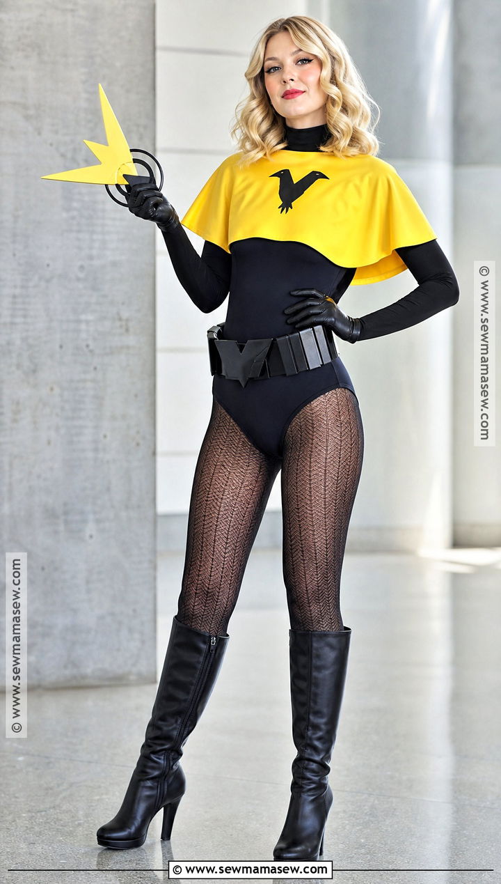 Black Canary Costume With A Yellow Cape - 30 Black Canary Costume Ideas