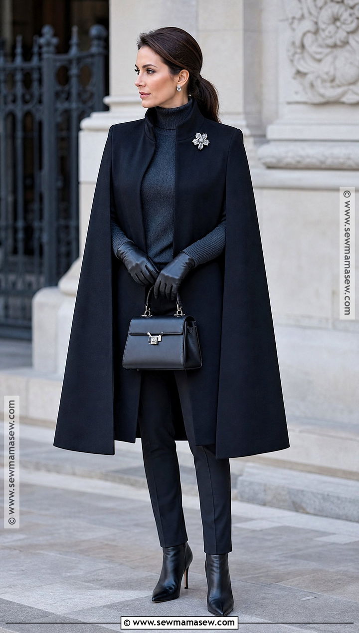Black Cape Coat Halloween Outfit - 30 black halloween outfit ideas