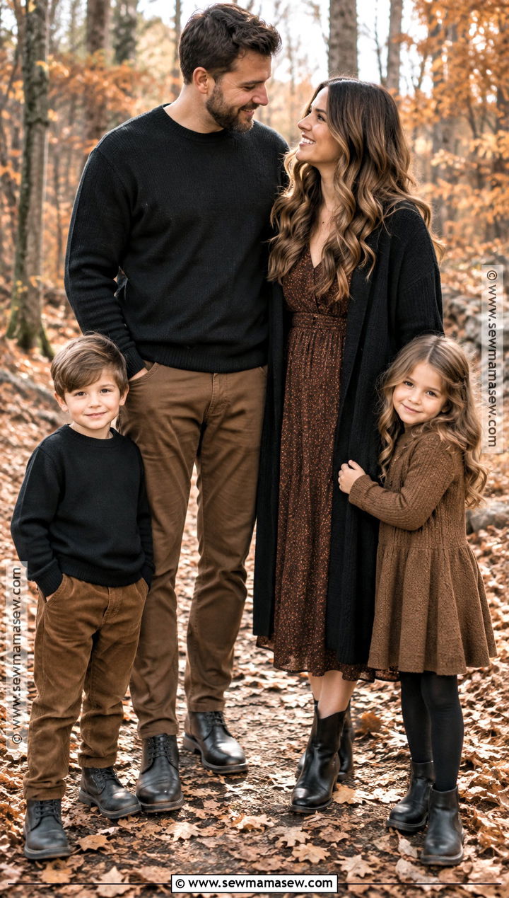 Black Cardigan And Brown Family Outfits - 15 black outfit fall family pictures ideas