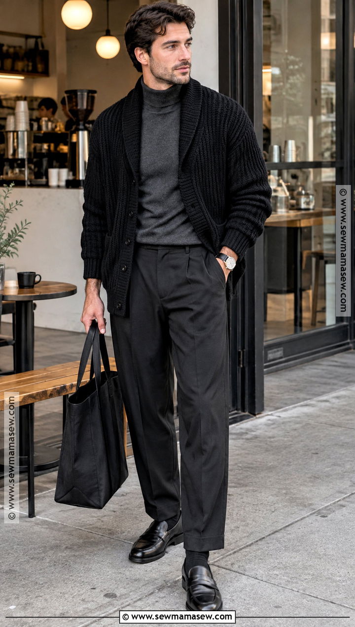 Black Cardigan Fall Outfit - 15 fall outfit black ideas for men