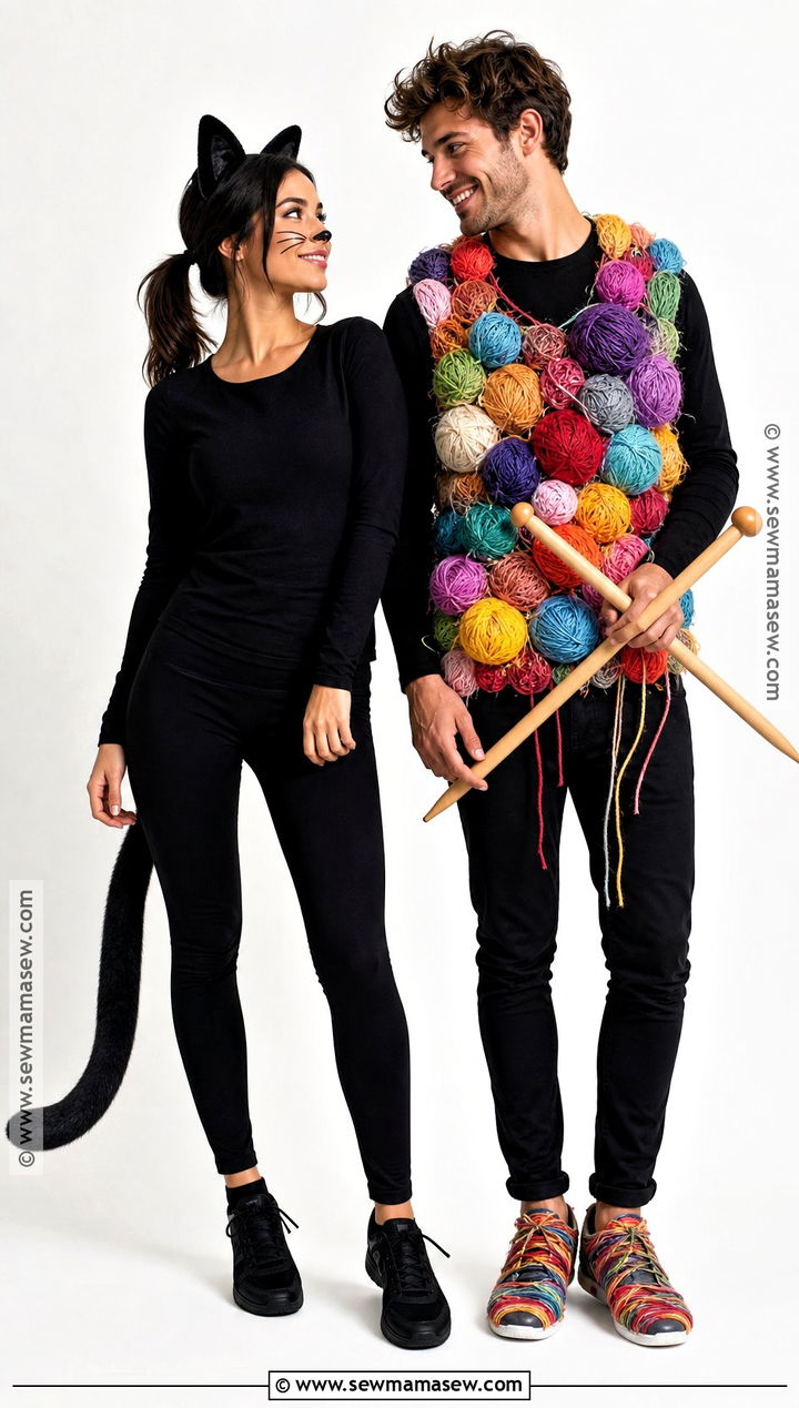 Black Cat And Ball Of Yarn Duo Costume - 40 duo halloween costumes unique