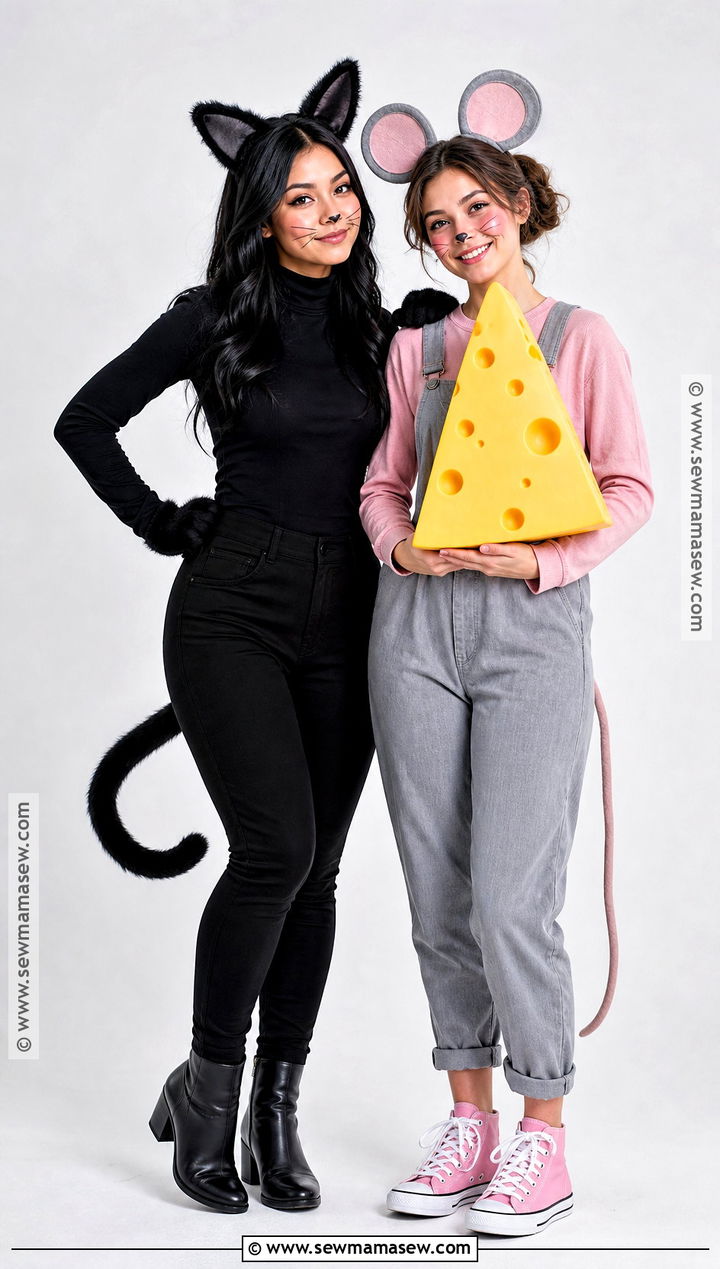 Black Cat And Mouse Couple Costume - 50 couple costumes for halloween