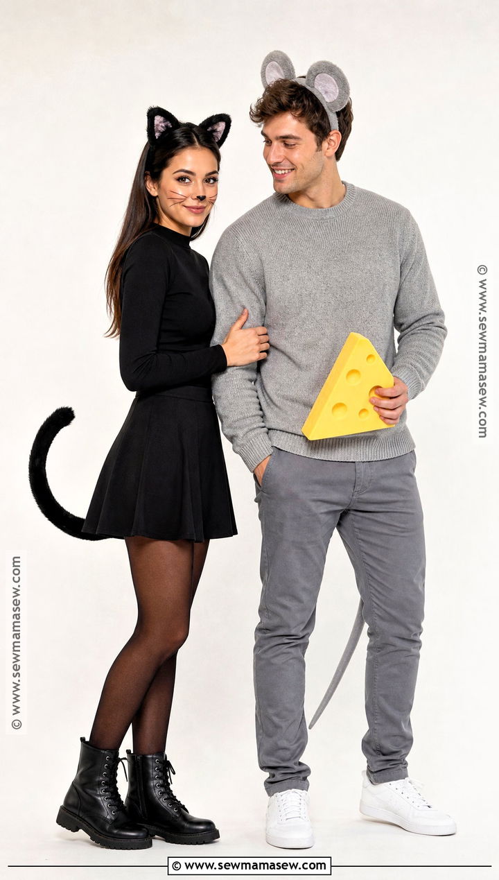 Black Cat And Mouse Couple Costume - 50 couple halloween costumes