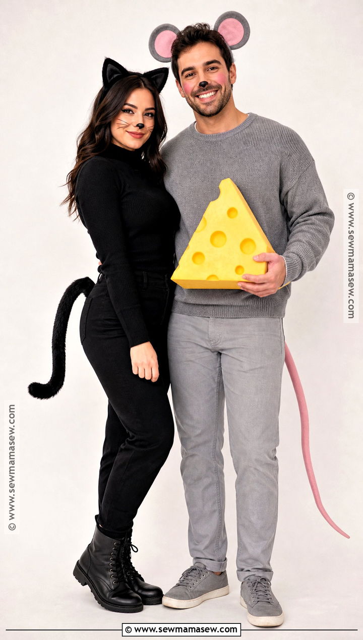 Black Cat And Mouse Couple Costume - 35 easy halloween costumes for couples