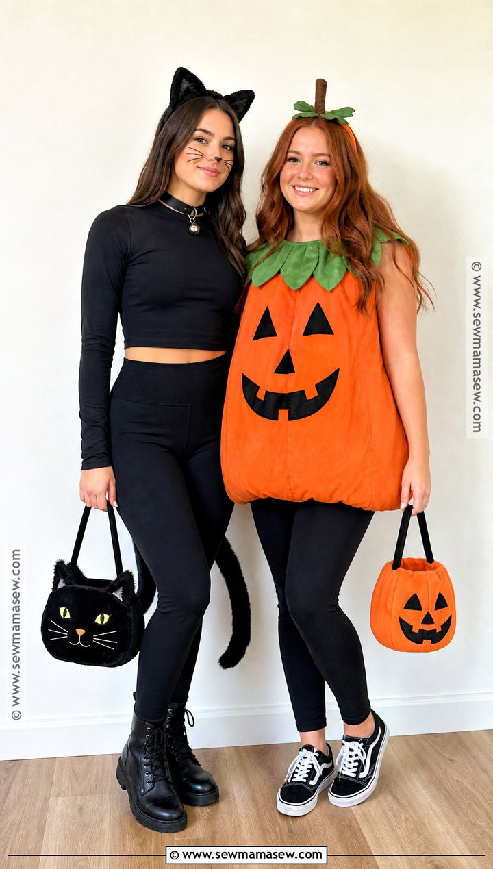Black Cat And Pumpkin Duo Costume - 45 black cat halloween costume ideas