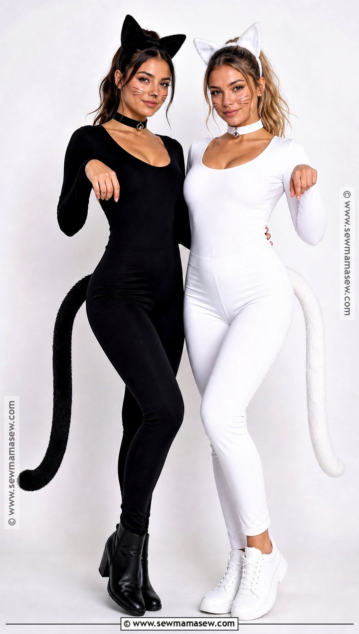Black Cat And White Cat Duo Costume - 45 halloween costumes women duo