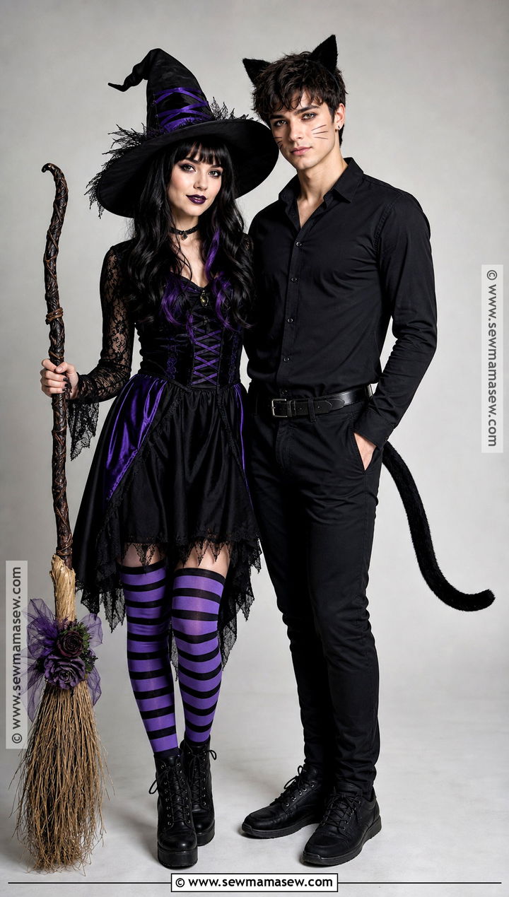 Black Cat And Witch Couples Costume - 40 creative couples costumes