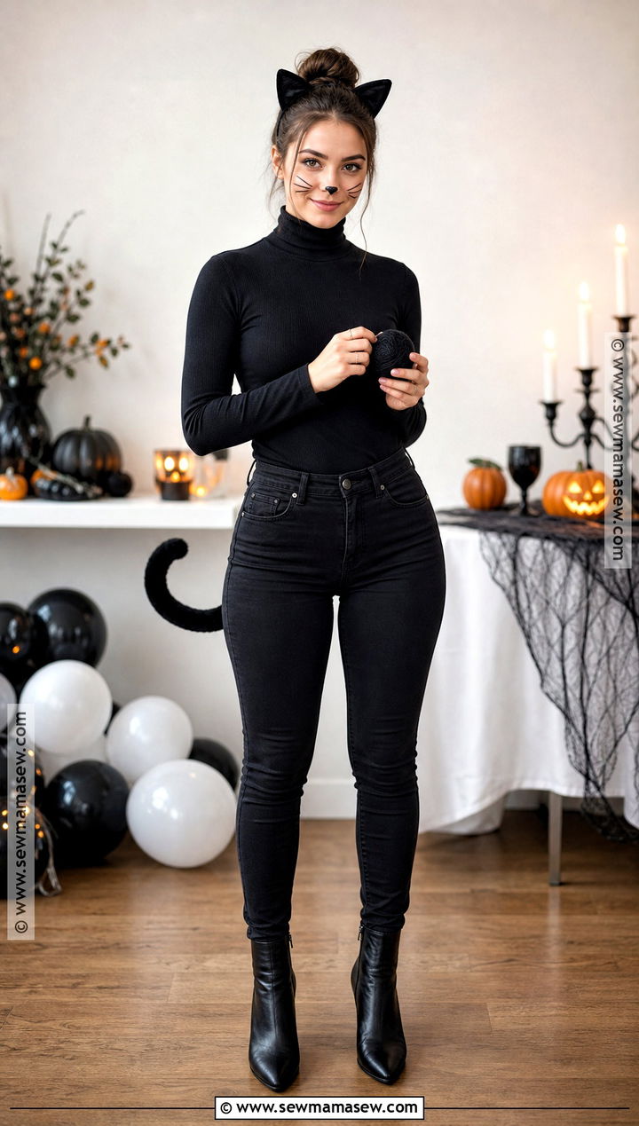Black Cat Costume With All Black Clothes - 45 easy last minute halloween costumes