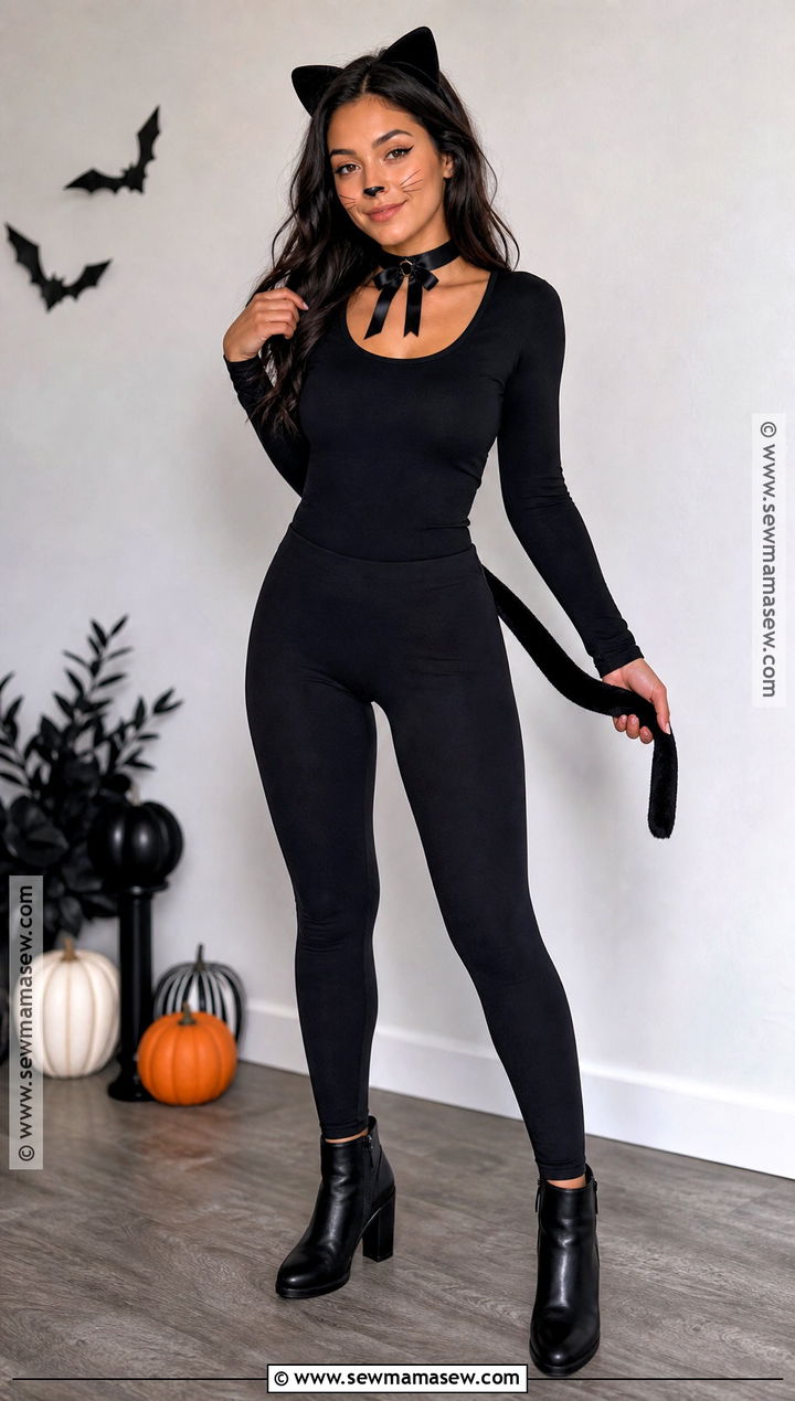 Black Cat Costume With All Black Clothes - 30 costume ideas women easy