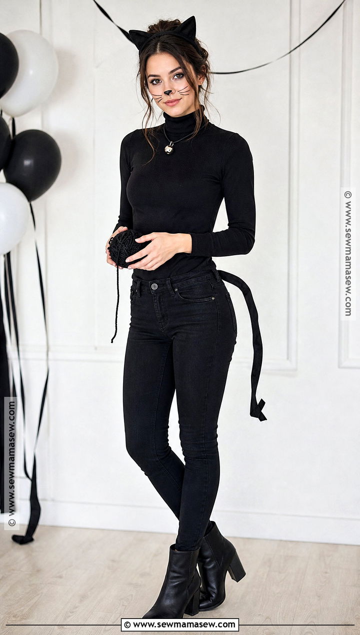 Black Cat Costume With All Black Clothes - 30 lazy costume ideas