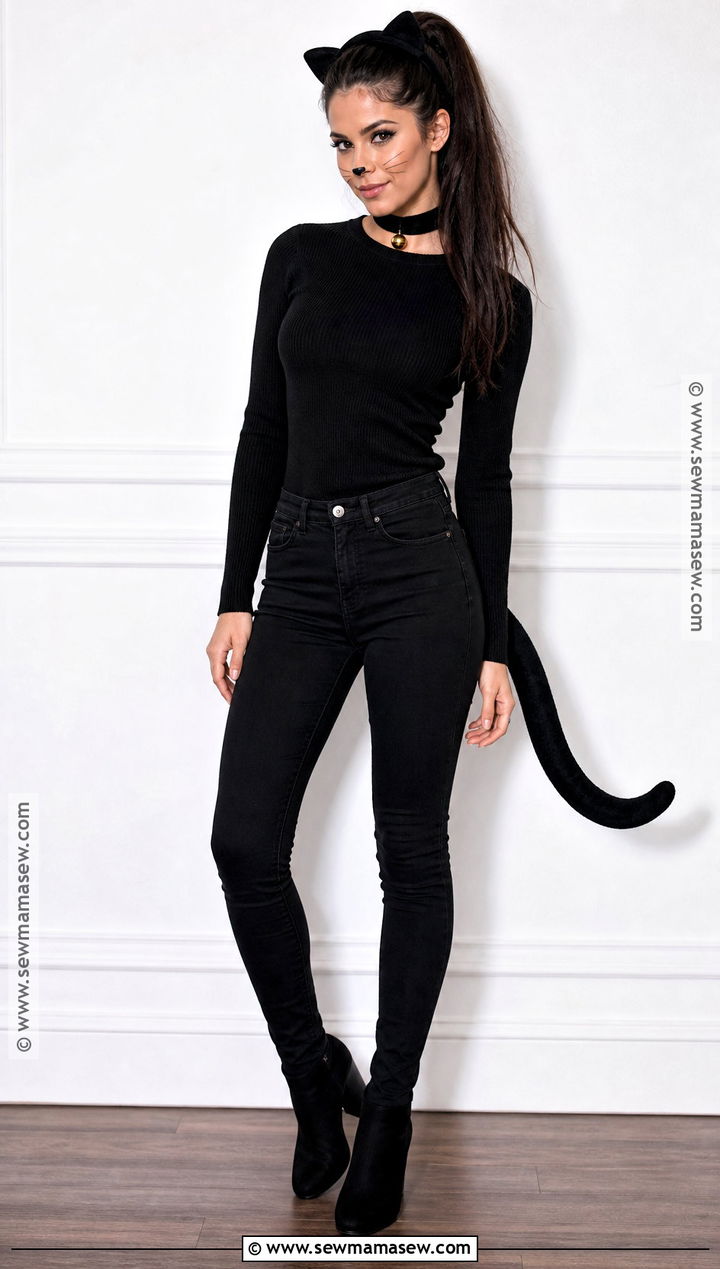 Black Cat Costume With All Black Clothes - 30 simple halloween costume ideas