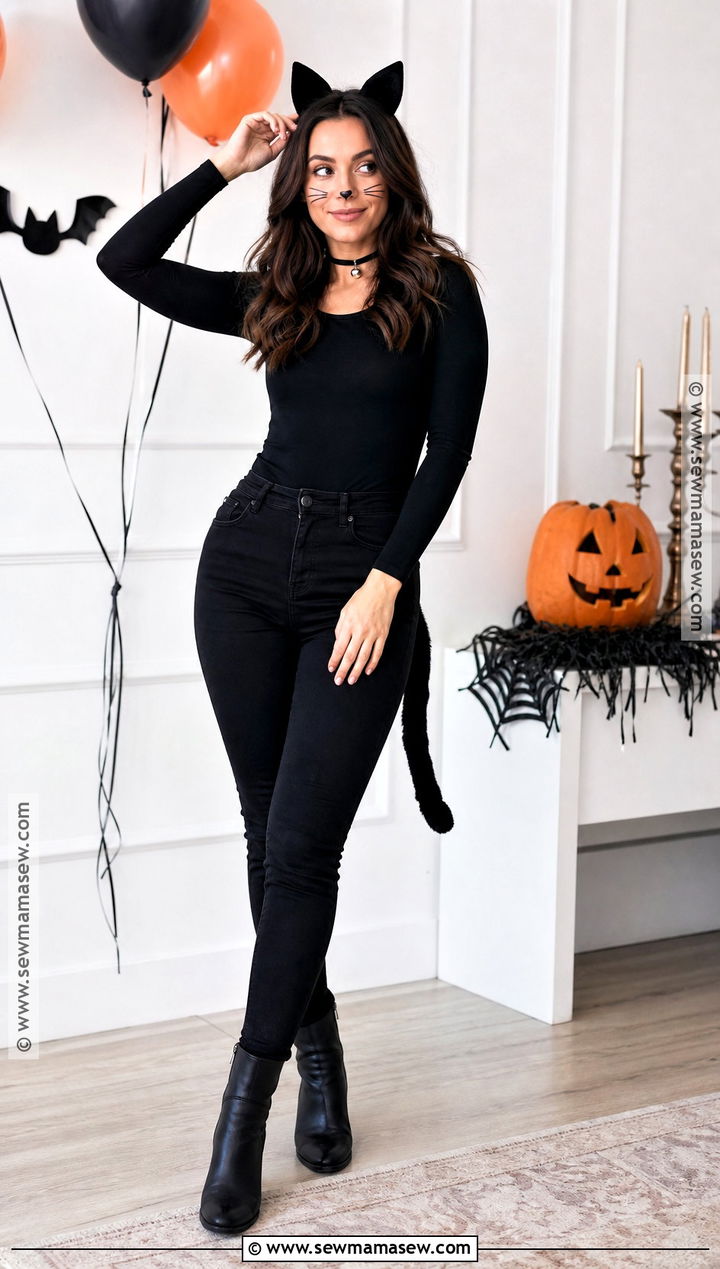 Black Cat Costume With All Black Clothes - 35 Halloween Costumes Easy Last Minute