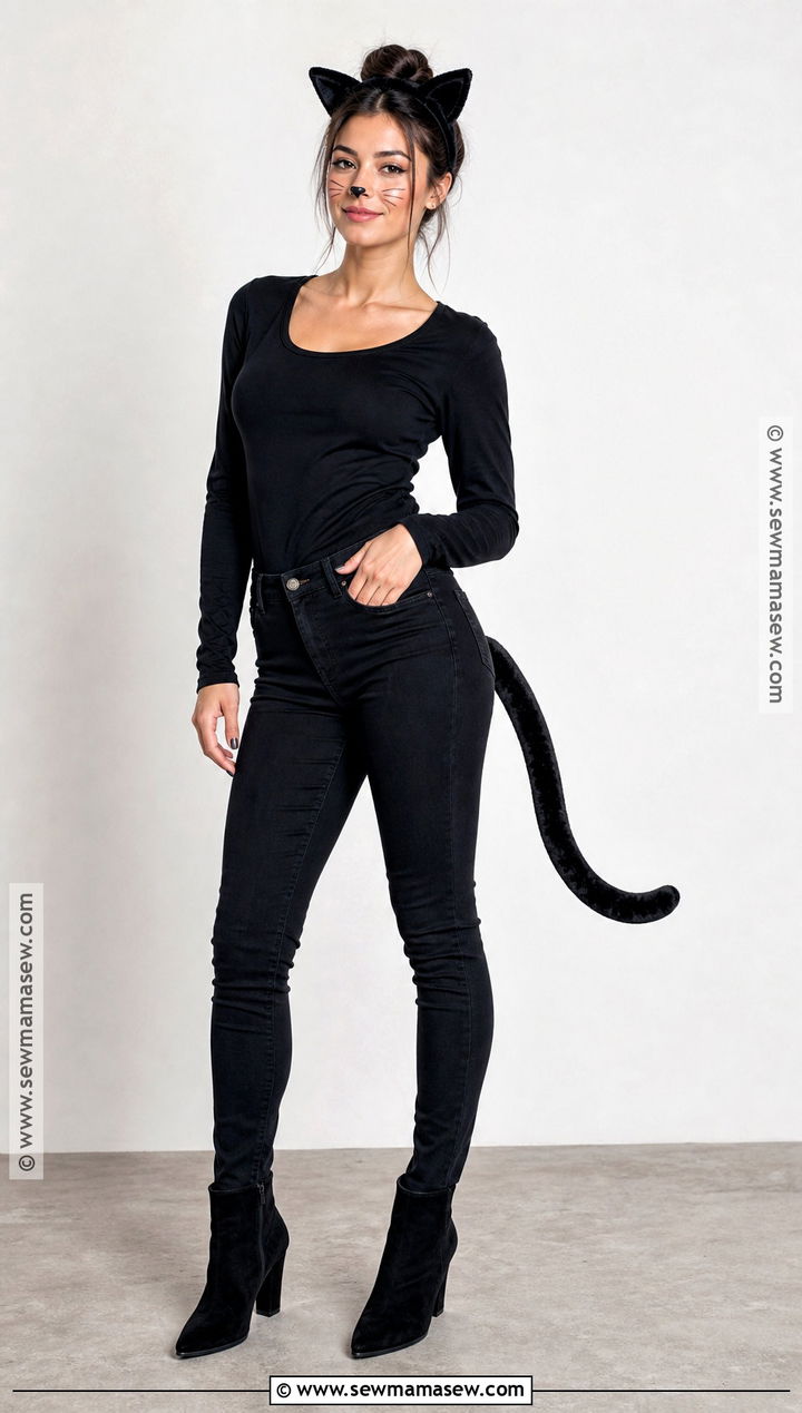 Black Cat Costume With All Black Clothes - 30 basic costume ideas