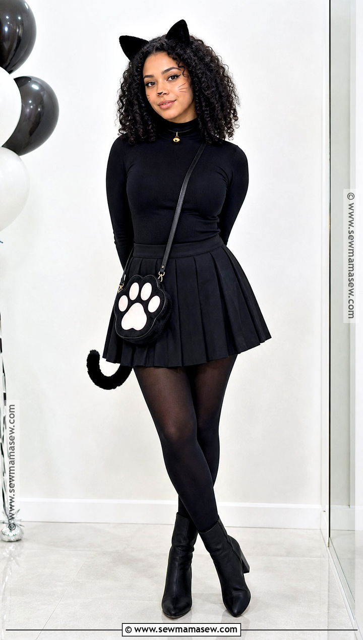 Black Cat Costume With Curly Black Hair - 30 halloween costume black hair ideas