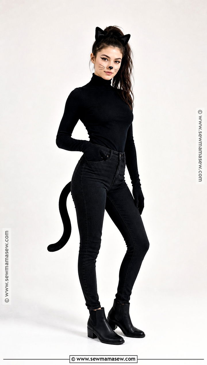 Black Cat Costume With Ears And Tail - 40 halloween costumes last minute