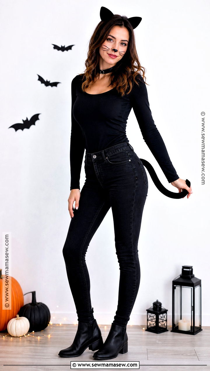 Black Cat Costume With Ears And Tail - 40 simple halloween costume ideas
