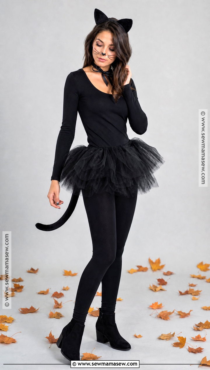 Black Cat Costume With Ears And Tail - 50 simple halloween costumes