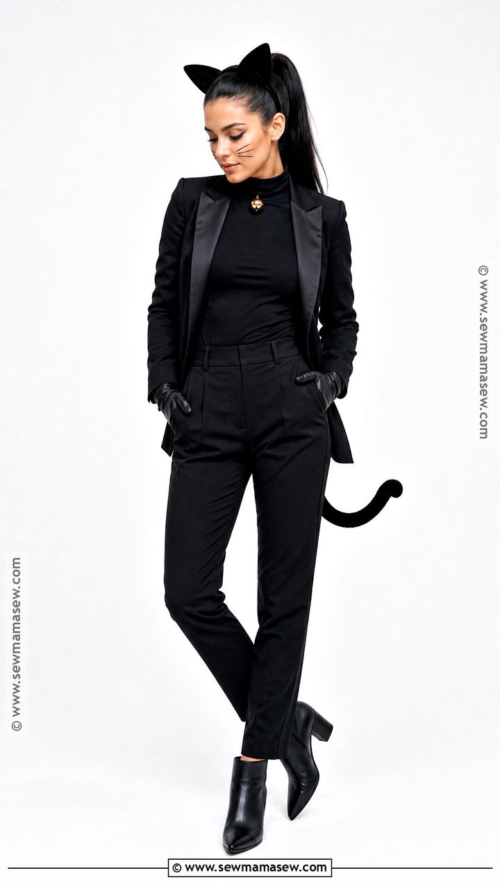 Black Cat Costume With High Ponytail - 45 black hair halloween costumes