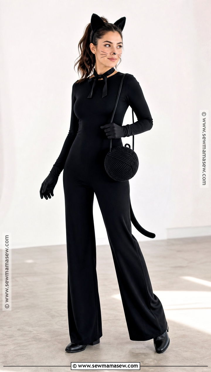 Black Cat Costume With Jumpsuit - 40 Modest Halloween Costumes
