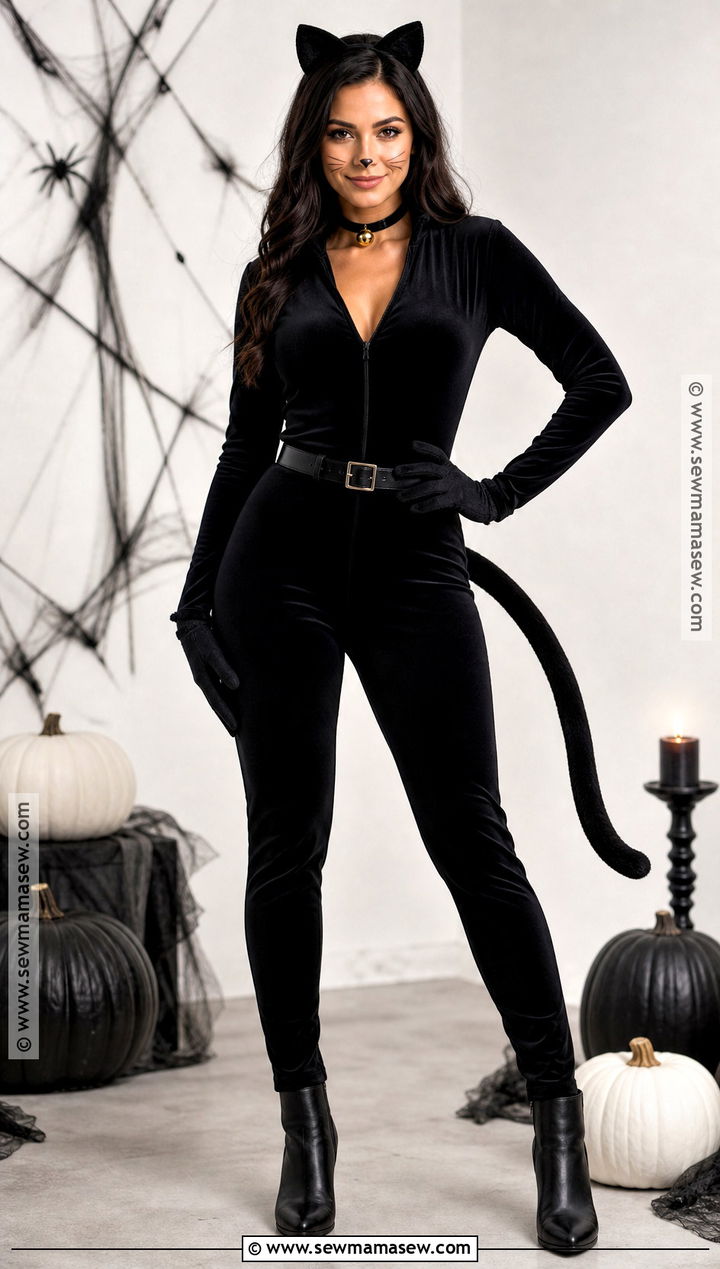 Black Cat Costume With Jumpsuit - 30 Animal Halloween Costumes for Women