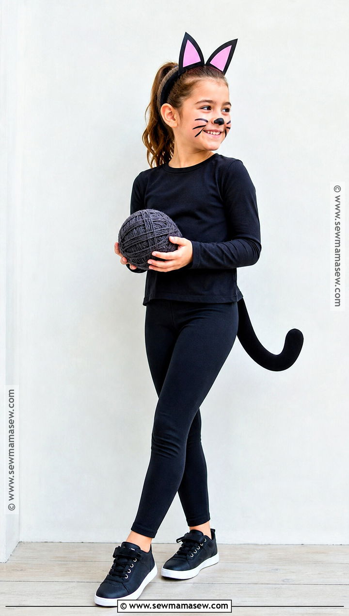 Black Cat Costume With Paper Ears - 30 last minute costume ideas for kids
