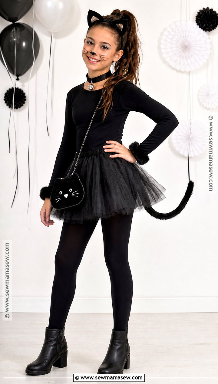 Black Cat Costume With Tulle Skirt - 30 teen costumes