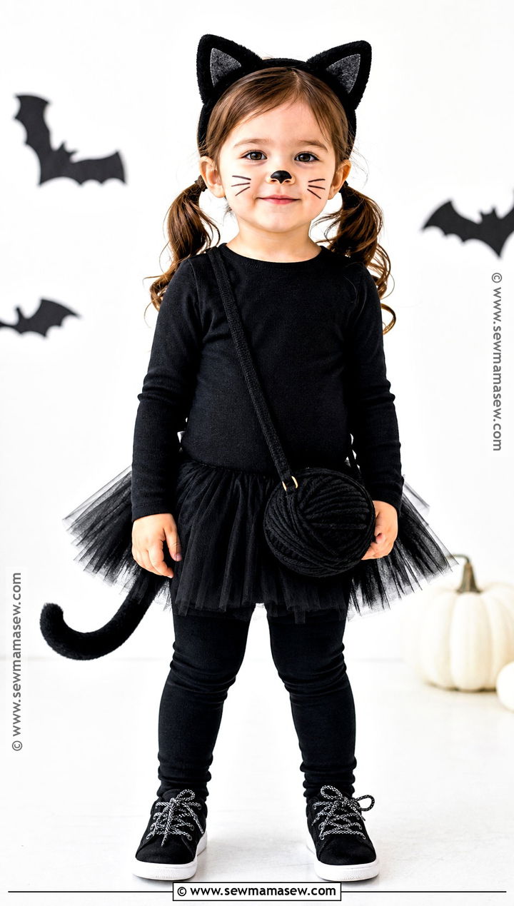 Black Cat Costume With Tulle Skirt - 30 toddler girl costume ideas
