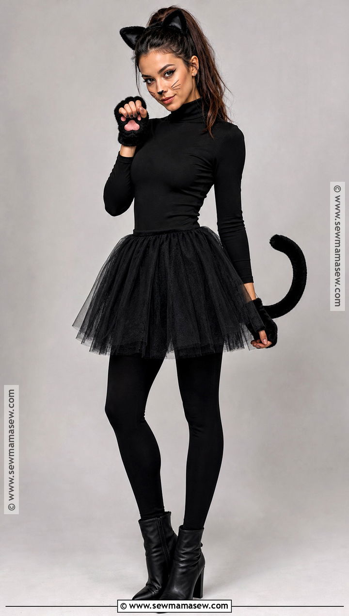Black Cat Costume With Tulle Skirt - 35 costumes for halloween