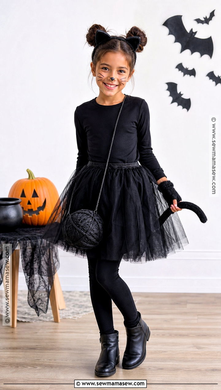 Black Cat Costume With Tulle Skirt - 35 Girl Costume Ideas