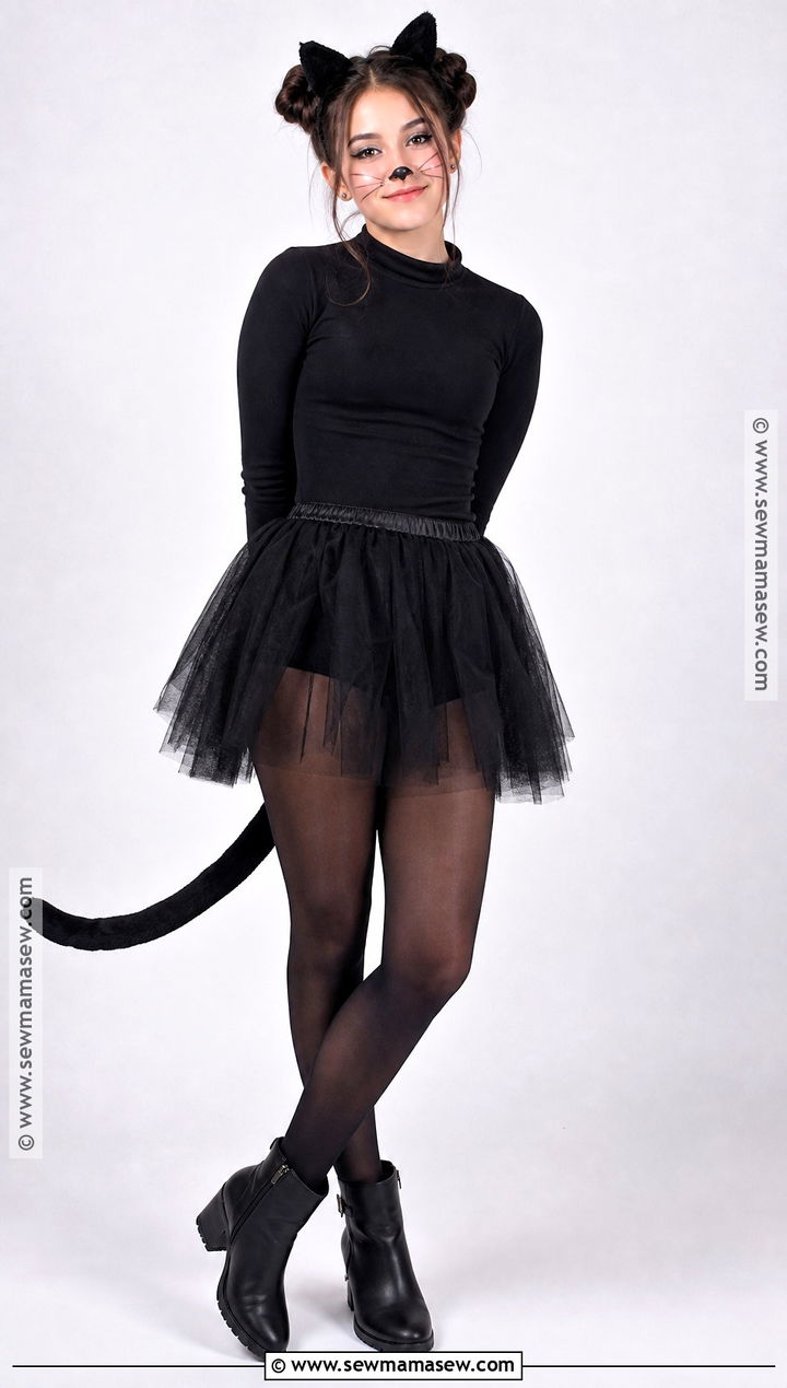 Black Cat Costume With Tulle Skirt - 40 teen halloween costumes