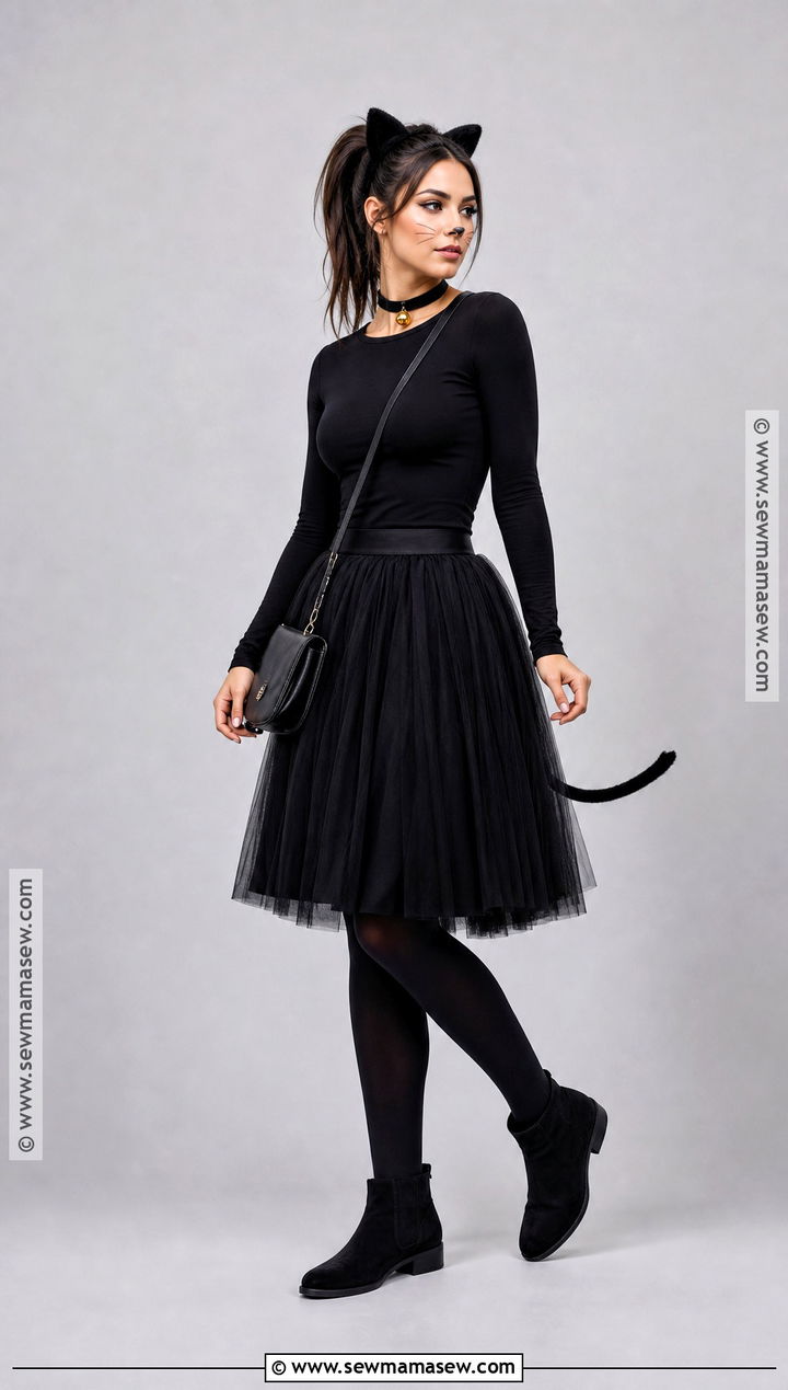 Black Cat Costume With Tulle Skirt - 45 costume party ideas