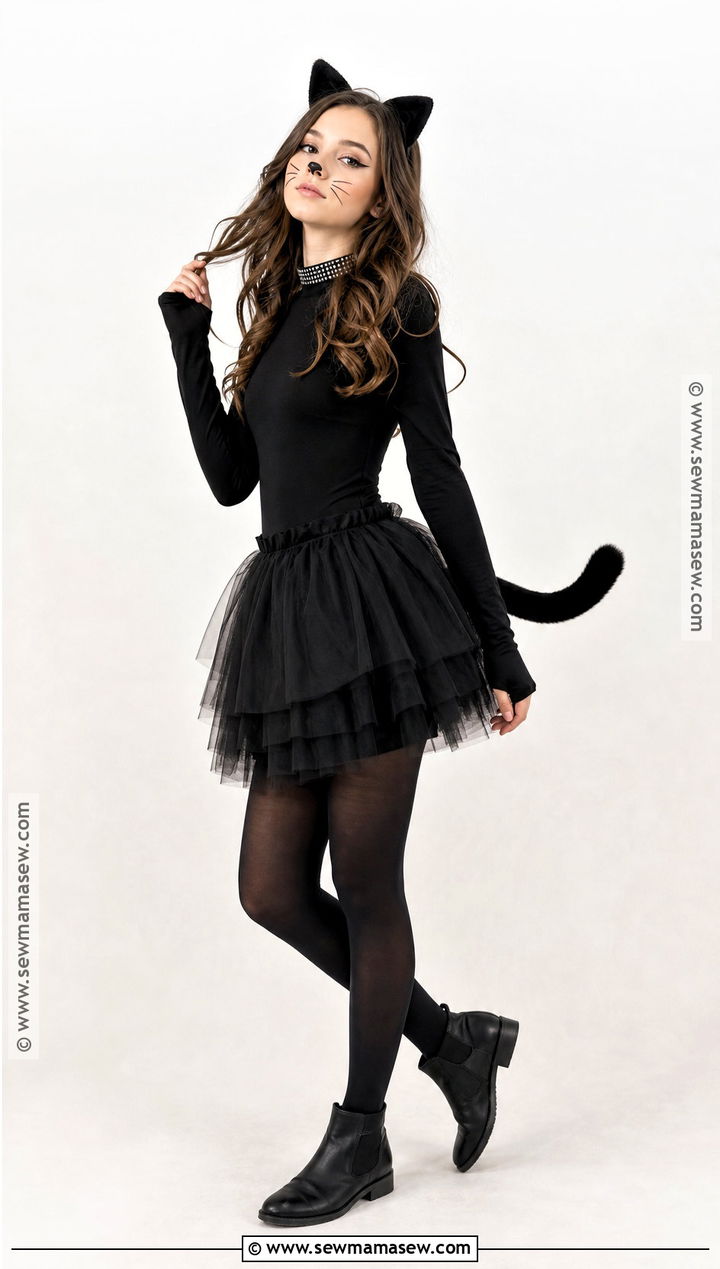 Black Cat Costume With Tulle Skirt - 30 Good Halloween Costumes for Teenagers