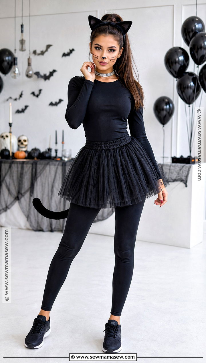 Black Cat Costume With Tulle Skirt - 30 halloween costume party ideas