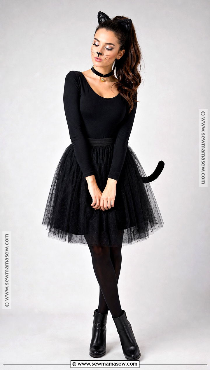 Black Cat Costume With Tulle Skirt - 30 Halloween Dress Up Ideas