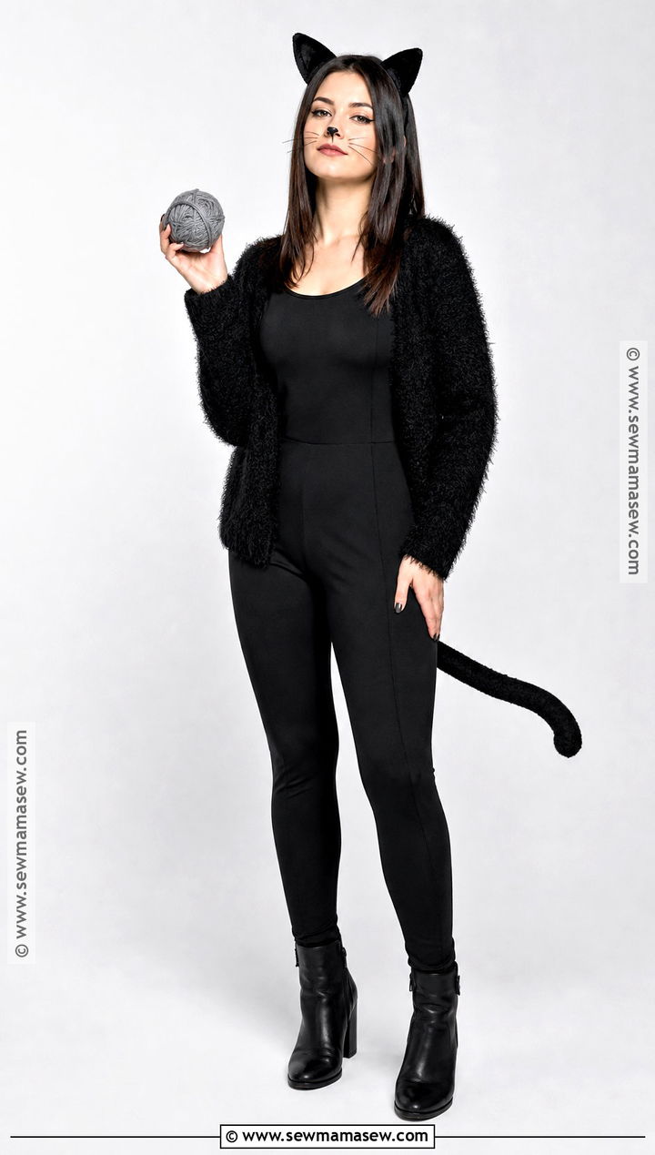 Black Cat Costume With Velvet Ears - 40 cute halloween costume ideas