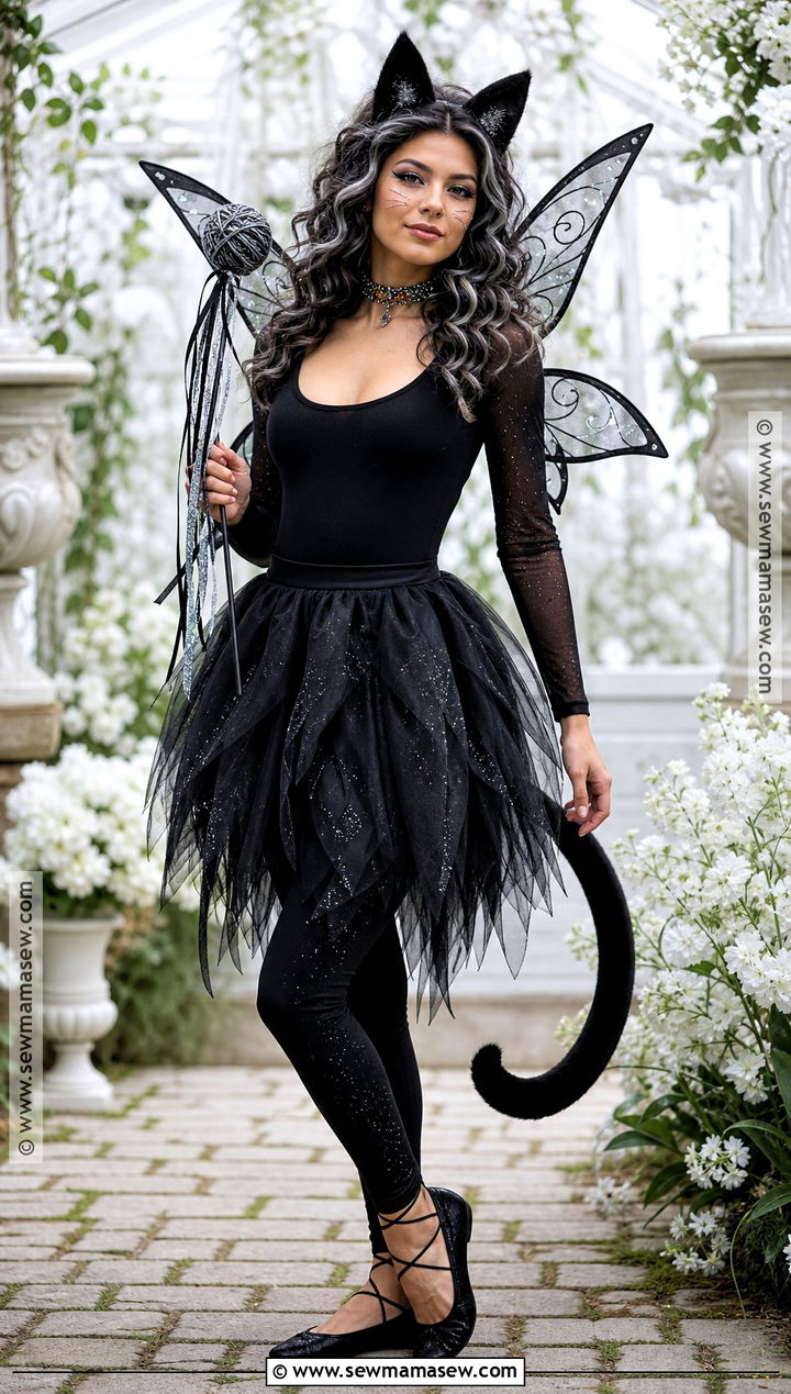 Black Cat Fairy Costume With Wings - 45 black cat halloween costume ideas