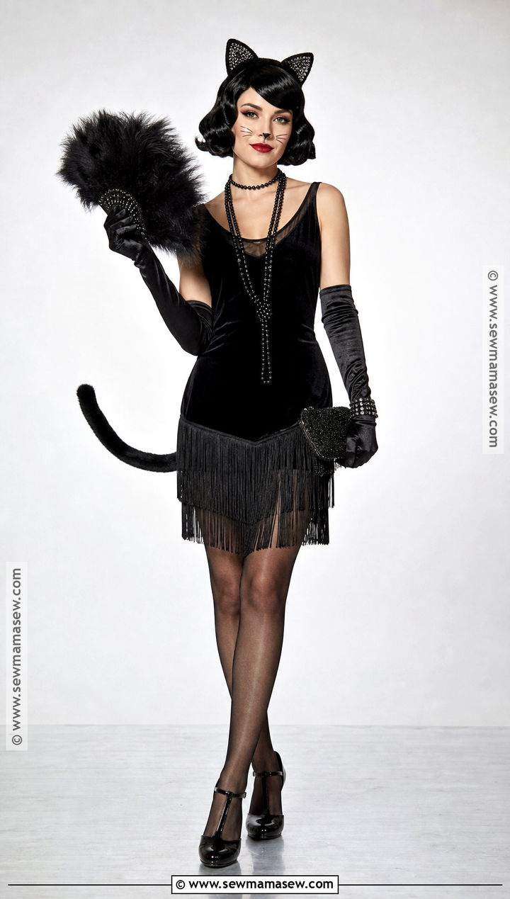 Black Cat Flapper Halloween Costume - 30 flapper halloween costumes