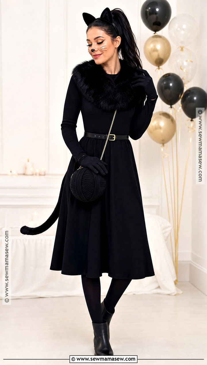 Black Cat Long Black Dress Costume - 30 long black dress halloween costume ideas