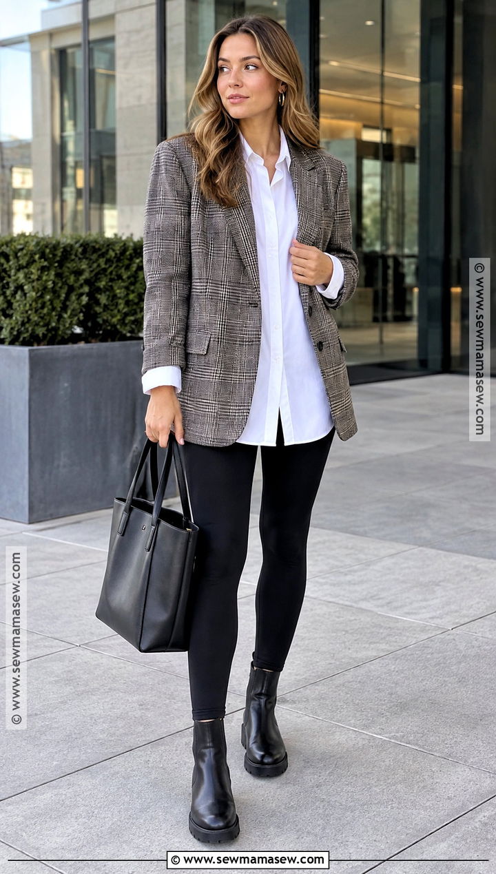 Black Chelsea Boots With Leggings And Blazer - 25 black boots outfit fall