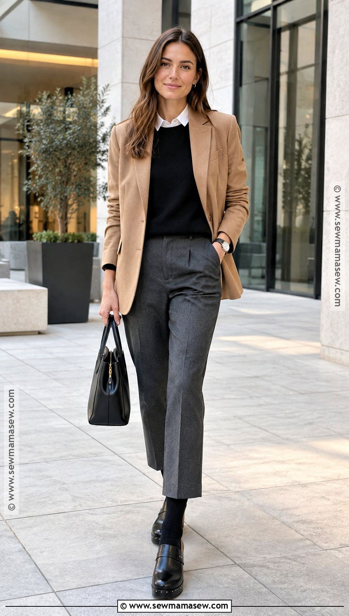 Black Clogs With Tailored Trousers - 15 Black Clogs Outfit Fall Ideas