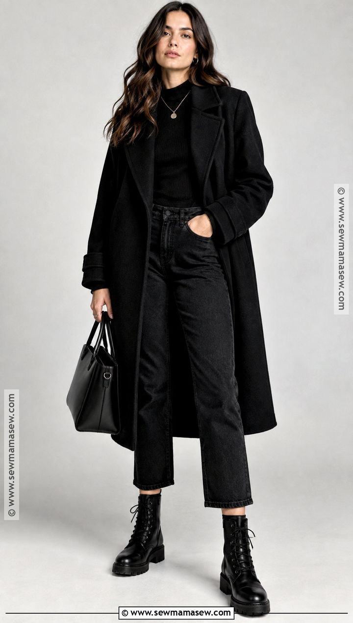 Black Combat Boots With Monochrome Black Layers - 20 black combat boots outfit fall