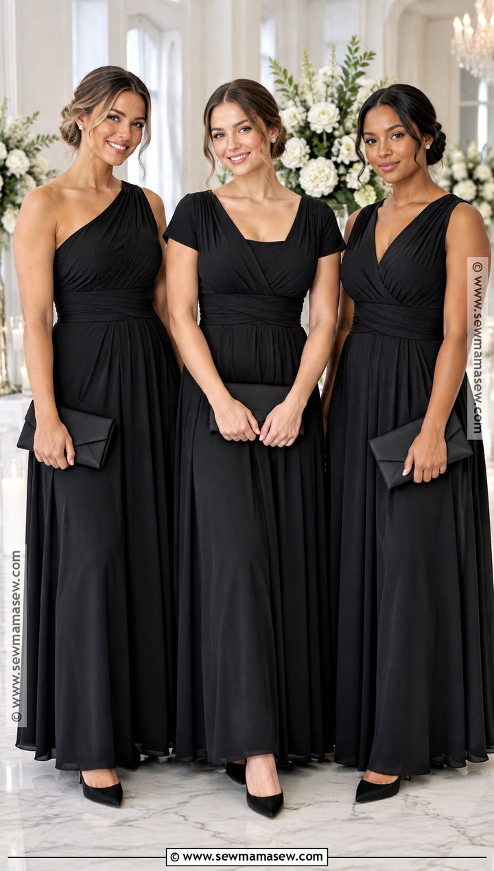 Black Convertible Bridesmaid Dress With Classic Pumps - 15 fall black bridesmaid dresses