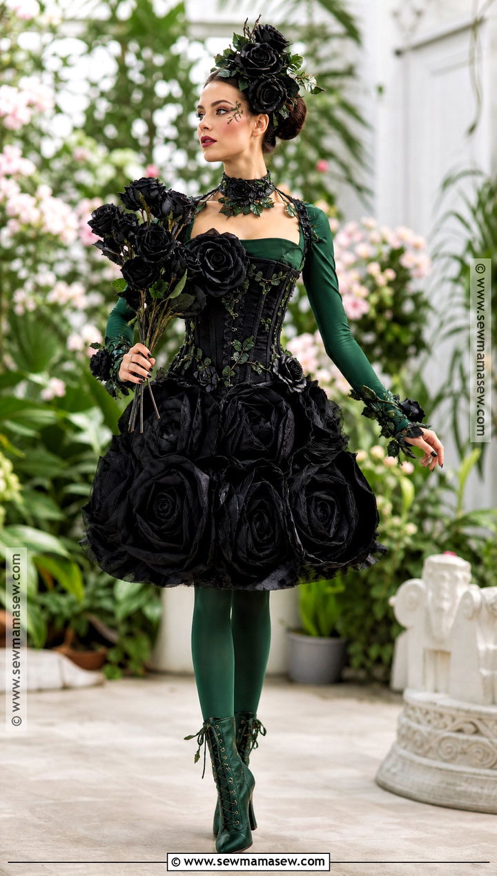 Black Corset Black Rose Costume - 40 black corset halloween costume ideas