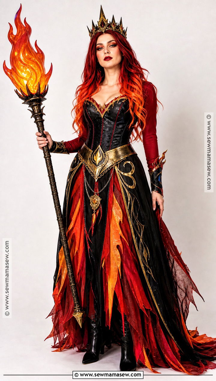 Black Corset Fire Queen Costume - 40 black corset halloween costume ideas