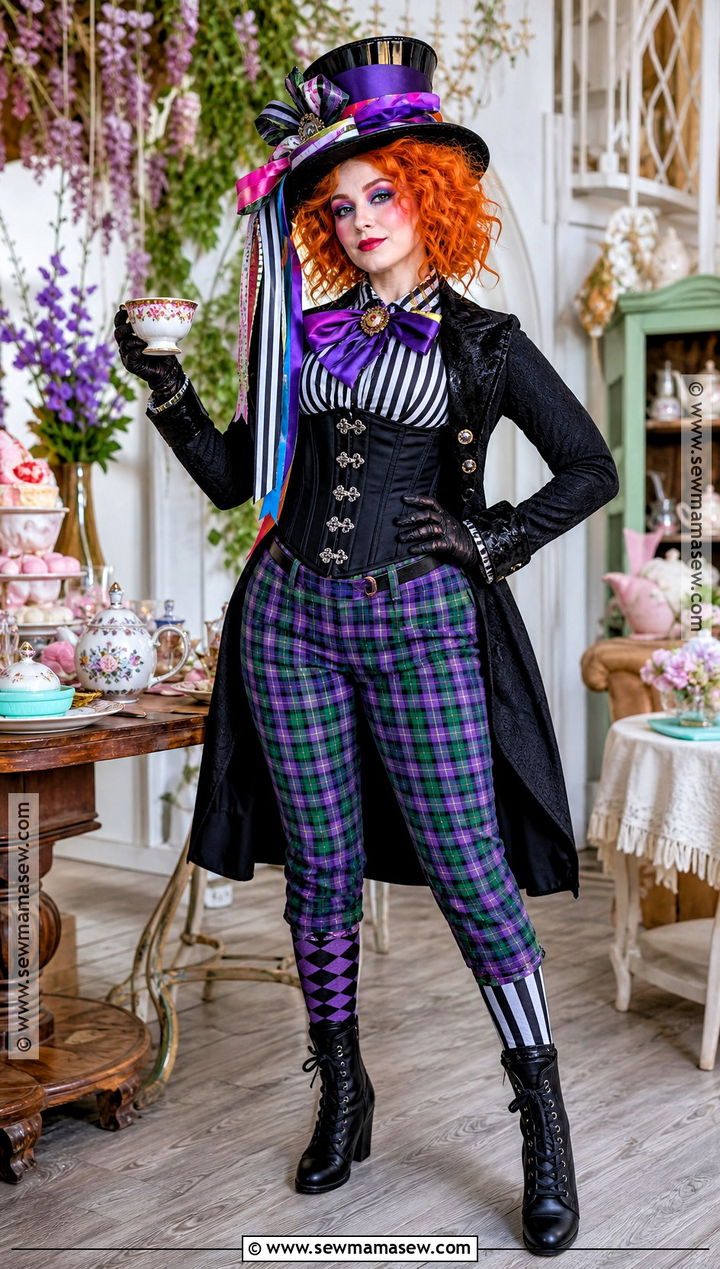 Black Corset Mad Hatter Costume - 40 black corset halloween costume ideas