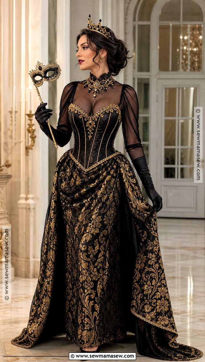 Black Corset Masquerade Queen Costume - 40 black corset halloween costume ideas