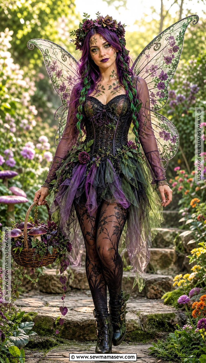 Black Corset Poison Garden Fairy Costume - 40 black corset halloween costume ideas