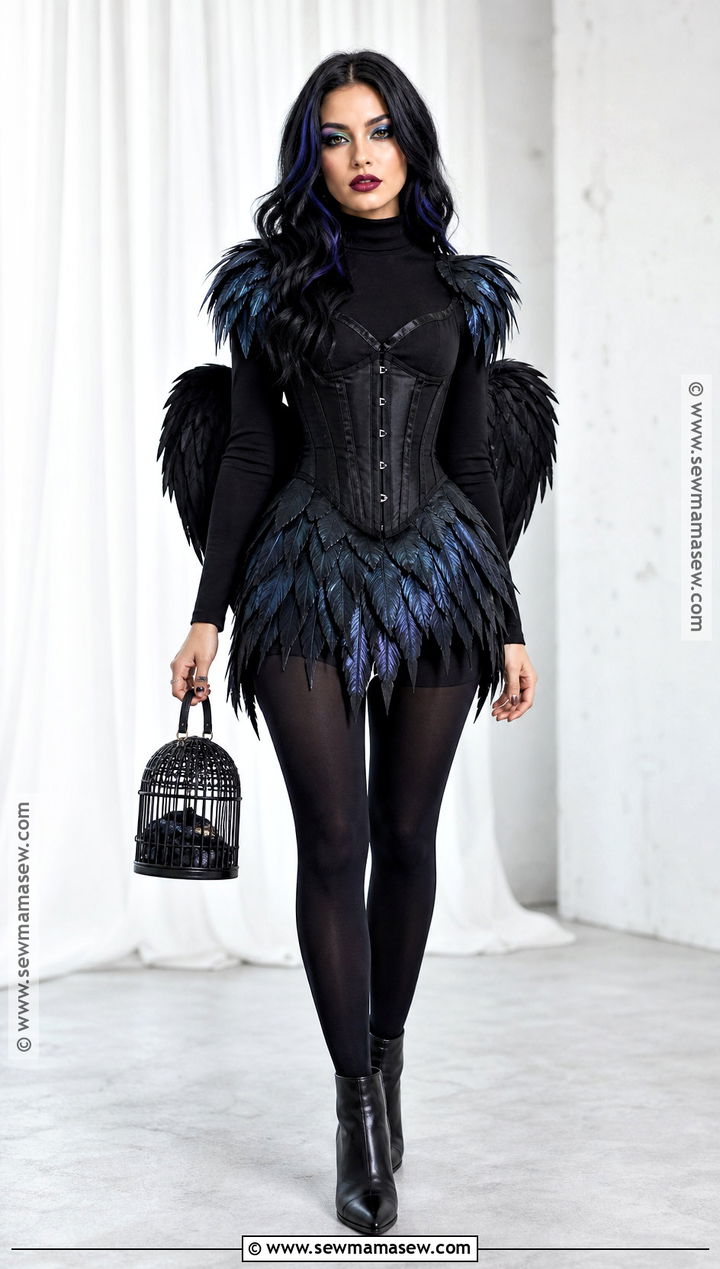 Black Corset Raven Costume - 40 black corset halloween costume ideas