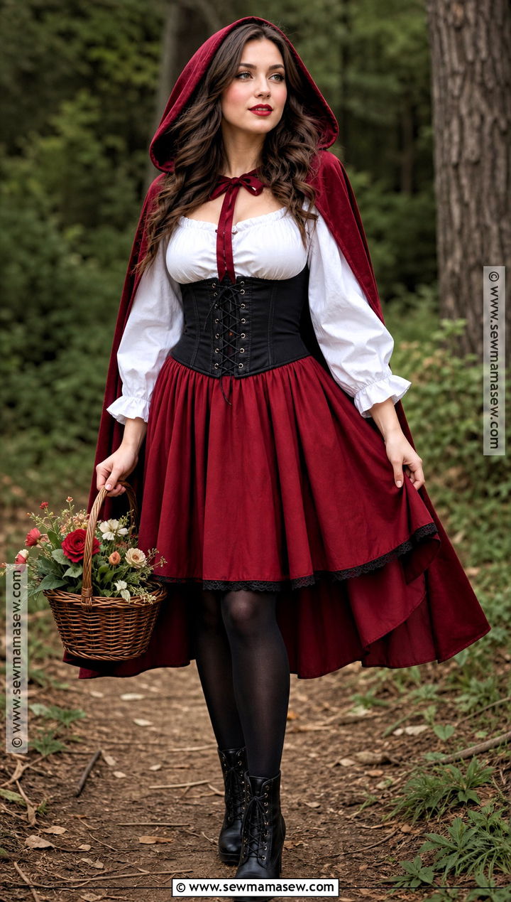 Black Corset Red Riding Hood Costume - 40 black corset halloween costume ideas